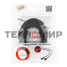 Кабель Cablexpert HDMI CC-HDMI490-10, 19M/19M, v2.0, медь, позол.разъемы, экран, угловой, 3м, черный, пакет