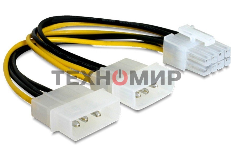Разветвитель питания Gembird CC-PSU-81, 2хMolex->PCI-Express 8pin, для подключения в/к PCI-Е (8pin) к б/п ATX