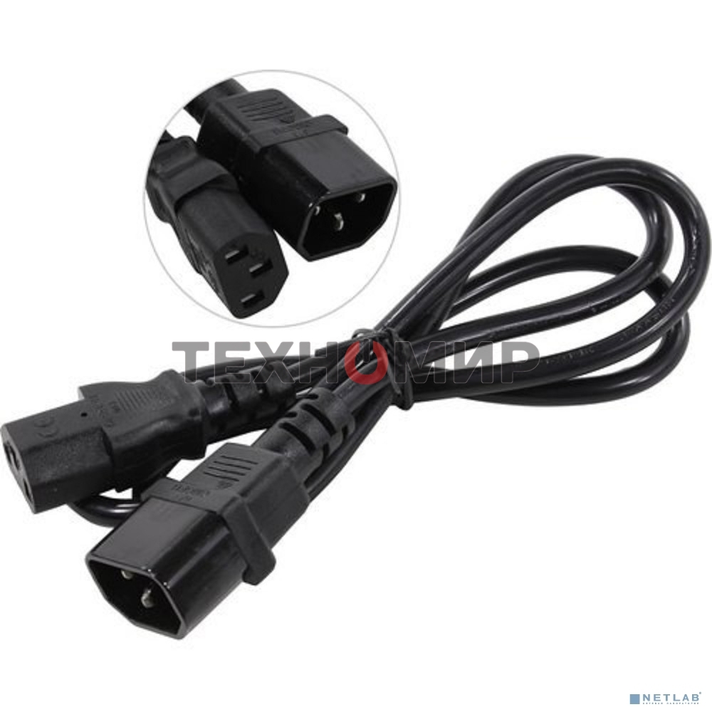 Кабель монитор-компьютер (UPS->уст-во) ExeGate Power EC-1P (С13->С14) VDE-250V-3*0,75-CU, 10A, 1м