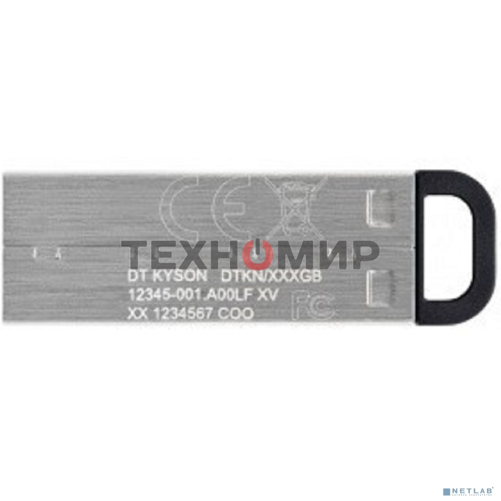 Флешка USB Kingston KYSON (DTKN/64GB), 64Gb, USB 3.2 Gen 1, R/W 200/60, серебристый/черный