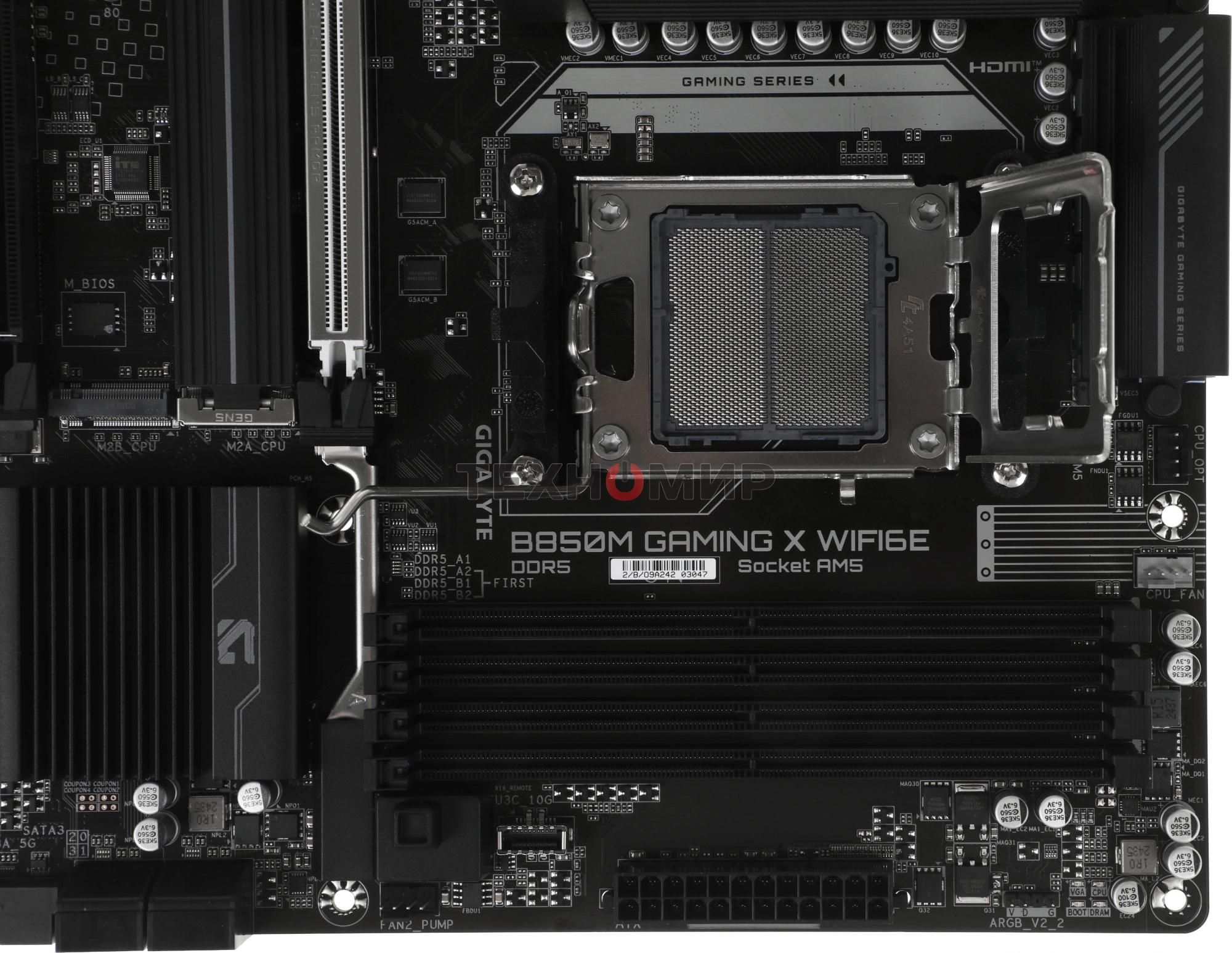 Материнская плата Gigabyte B850M GAMING X WIFI6E/WF6E, Socket AM5, AMD B850, 4xDDR5, 4xSATA, 2xM.2, 1xPCI-E 5.0 x16, 1xPCI-E 3.0 x4, 1xHDMI, 2xDP, 1x 2.5Gb LAN, 1xUSB-C 3.2 Gen 2, 1xUSB-A 3.2 Gen 2, 2xUSB-A 3.2 Gen 1, 4xUSB-A 2.0, 3x3.5 мм, 7.1, Micro-ATX