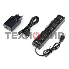 Концентратор USB 2.0 Gembird UHB-U2P7-02, 7 портов, питание, блистер