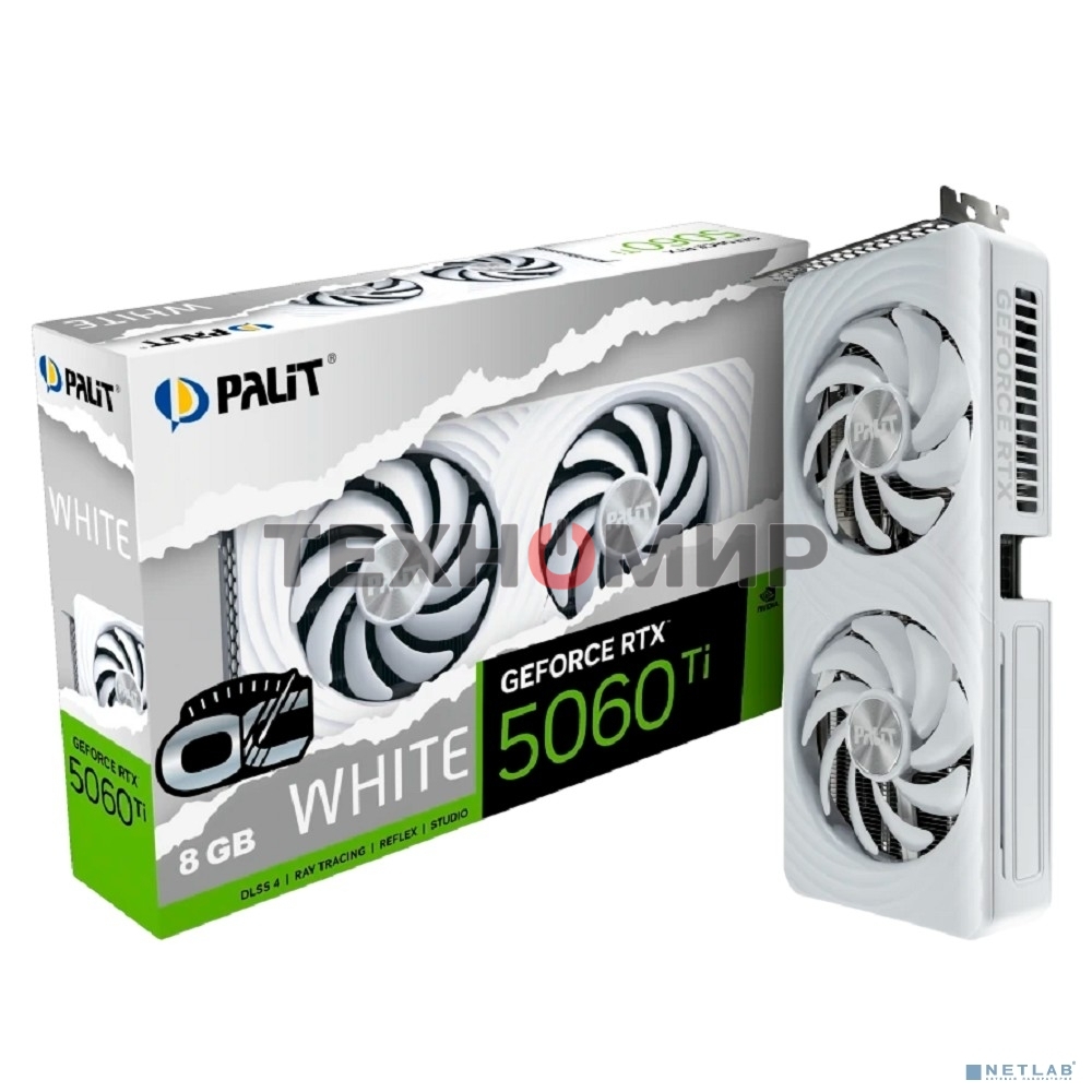 Видеокарта Palit RTX 5060Ti WHITE OC 8Gb GDDR7 128bit 3xDP HDMI 2FAN RTL белый
