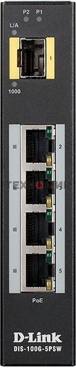 Коммутатор D-Link DIS-100G-5PSW/A1A Промышленный неуправляемый коммутатор с 4 портами 10/100/1000Base-T, 1 портом 1000Base-X SFP, функцией энергосбере