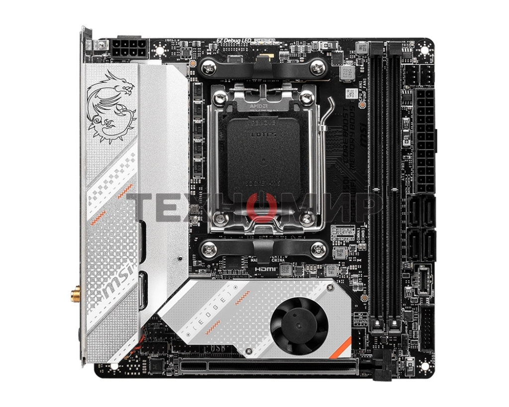 Материнская плата MSI MPG B650I EDGE WIFI, AM5, AMD B650, 2xDDR5, 4xSATA, 2xM.2, 1xPCI-E 4.0 x16, 1xHDMI, 1x 2.5Gb LAN, 3xUSB-A 3.2 Gen 2, 2xUSB-A 3.2 Gen 1, 1xUSB-C 3.2 Gen 2x2, 3x3.5 мм, 7.1, Mini-ITX