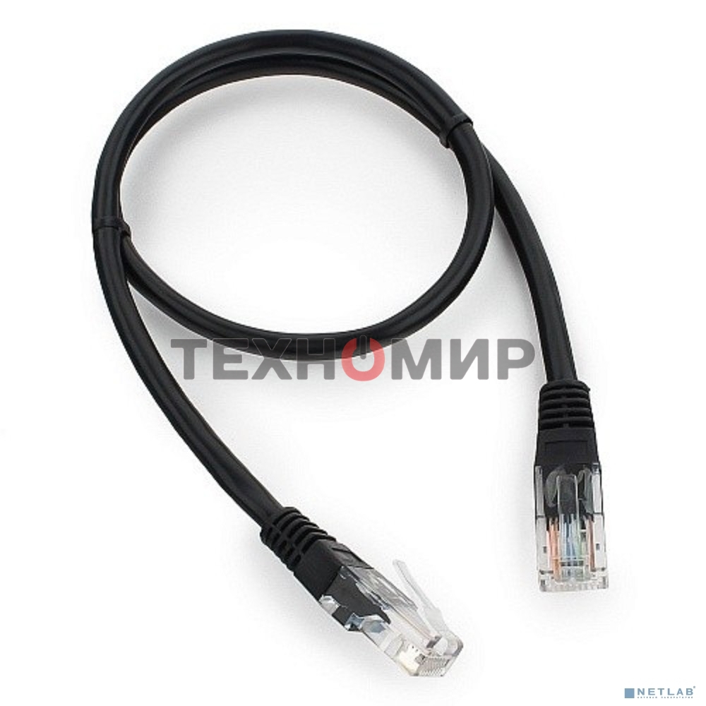 Патч-корд UTP Cablexpert cat.5e, 0.5м, литой, многожильный, черный
