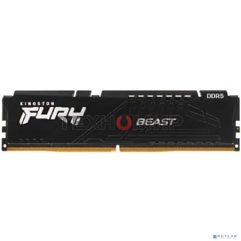 Оперативная память Kingston Fury Beast, DDR5, 32GB (1x32GB), 5600MHz, CL40, DIMM, с радиаторами, черный