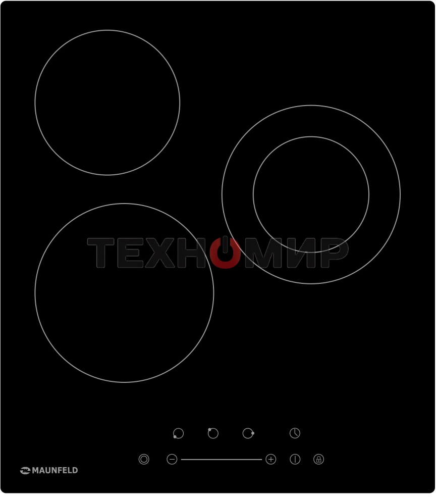 Варочная электрическая панель Maunfeld EVCE.453.D-BK, конфорок: 3 шт., стеклокерамика, независимая, черный
