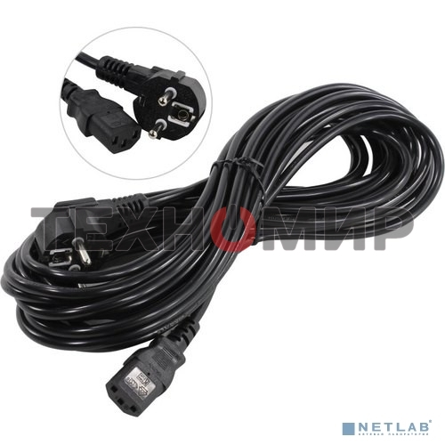 Кабель питания ExeGate Power PC-10P (Евровилка угловая Schuko->С13) VDE-250V-3*0.75-CU, 10A, 10м