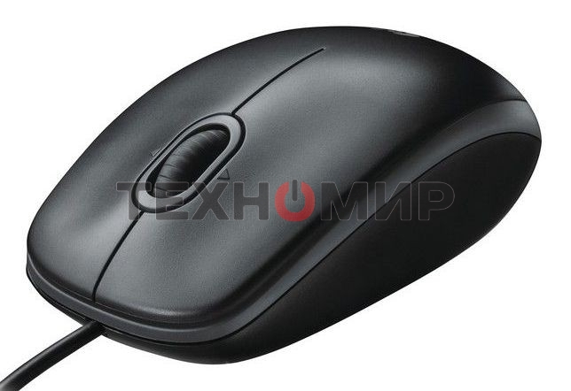 Мышь проводная Logitech B100 черный, 1000 dpi, USB, кнопки - 3