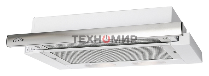 Вытяжка встраиваемая Elikor Интегра 45П-400-В2Л белый/нержавеющая сталь, 45 см, 400 куб. м/ч, 55 дБ
