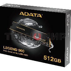 Накопитель SSD ADATA LEGEND 900, 512Gb, PCIe 4.0 x4, M.2 2280, NVMe, R/W 6200/2300, с радиатором