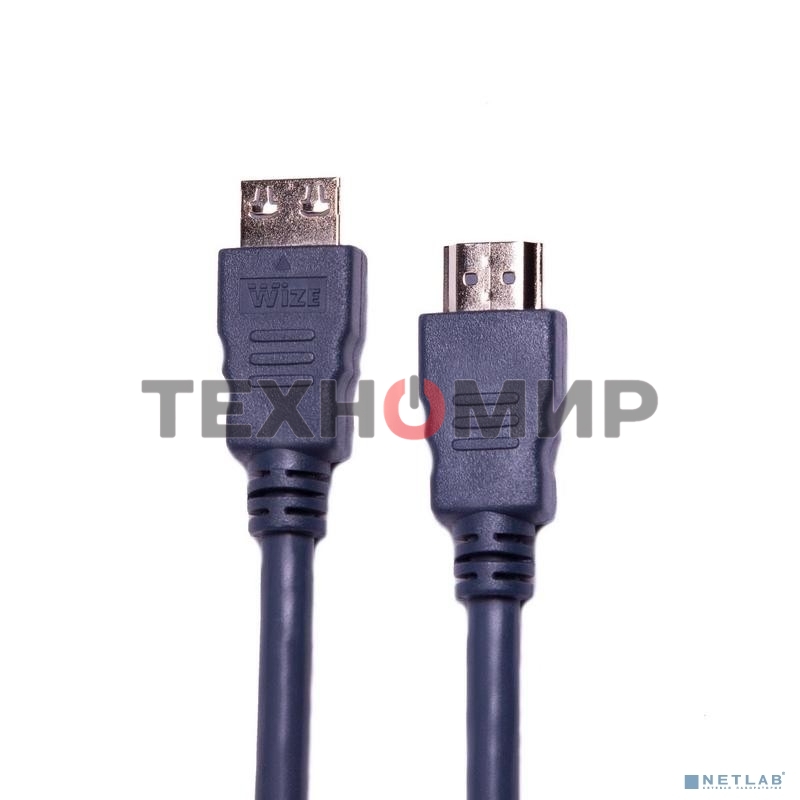 Кабель HDMI CP-HM-HM-10M Wize, 10 м, v.2.0, K-Lock, soft cable, 19M/19M, позол.разъемы, экран, темно-серый, пакет