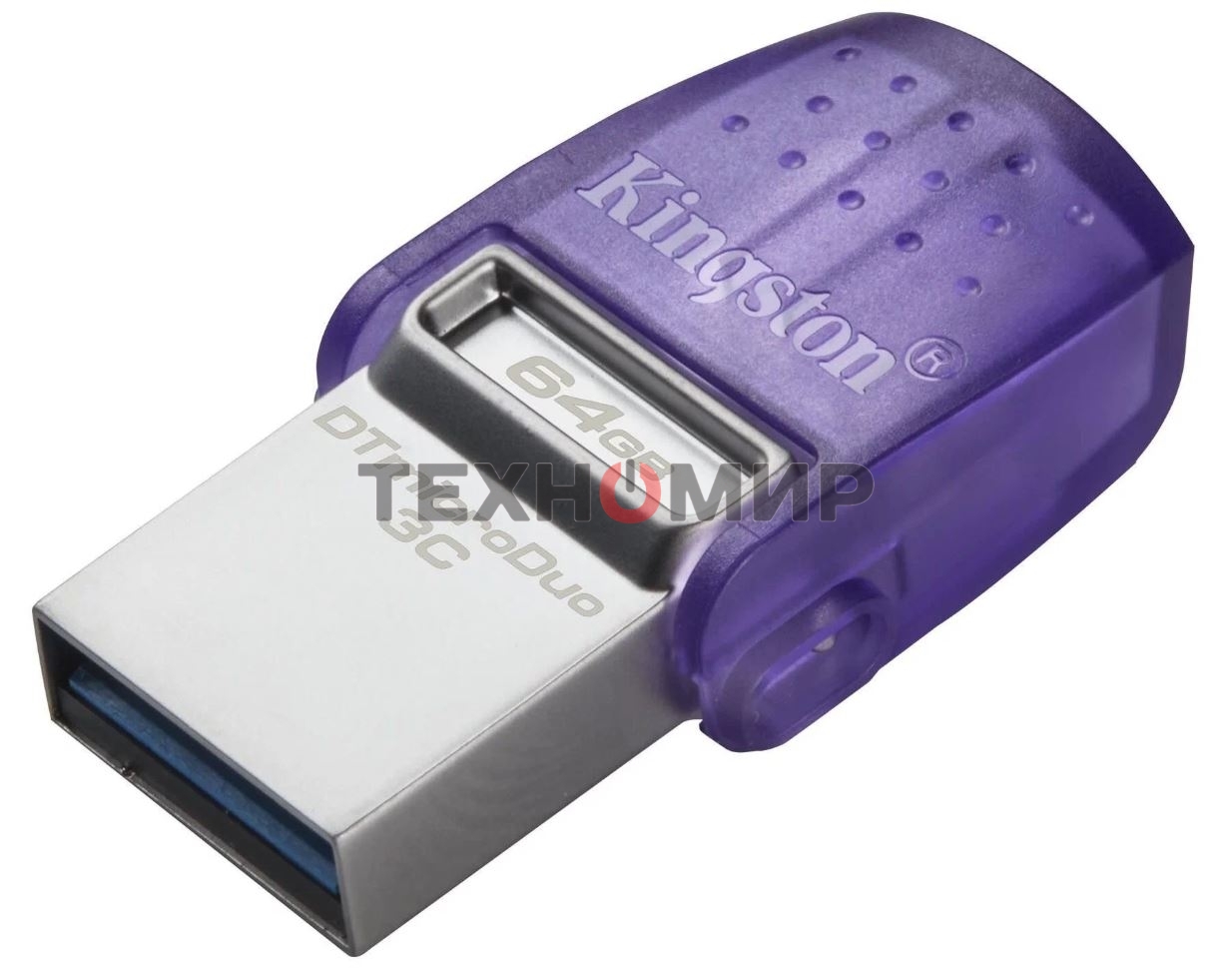 Флешка USB Kingston DataTraveler microDuo 3C (DTDUO3CG3/64Gb), 64Gb, USB 3.2 Gen 1/Type-C, R/W 200/15, фиолетовый