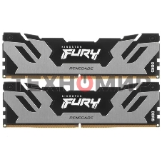 Оперативная память Kingston Fury Renegade, DDR5, 32GB (2x16GB), 6400MHz, CL32, DIMM, с радиатором, серебристый/черный