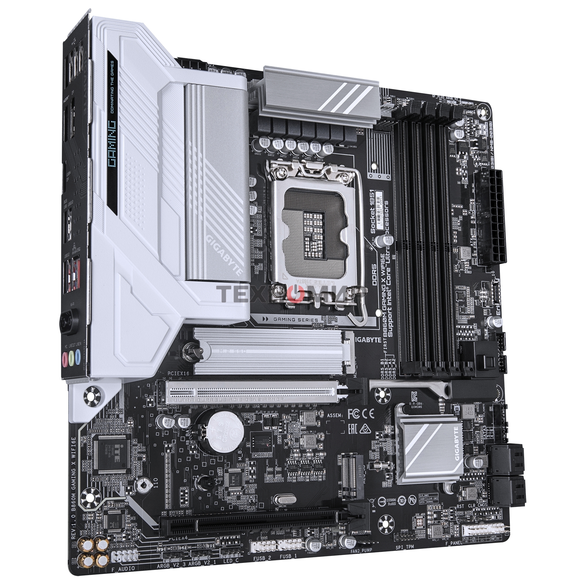 Материнская плата Gigabyte B860M GAMING X WIFI6E, LGA 1851, Intel B860, 4xDDR5, 4xSATA, 3xM.2, 1xPCIe 5.0 x16, 2xPCIe 4.0 x16, 1xHDMI, 1xDP, 1x 2.5Gb LAN, 4xUSB-A 2.0, 2xUSB-A 3.2 Gen 1, 1xUSB-C 3.2 Gen 2, 7.1, 3x3.5 мм, 3xARGb, 4xRGb, mATX