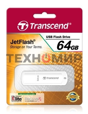 Флешка USB Transcend JetFlash 370 (TS64GJF370), 64Gb, USB 2.0, R/W 25/10, белый