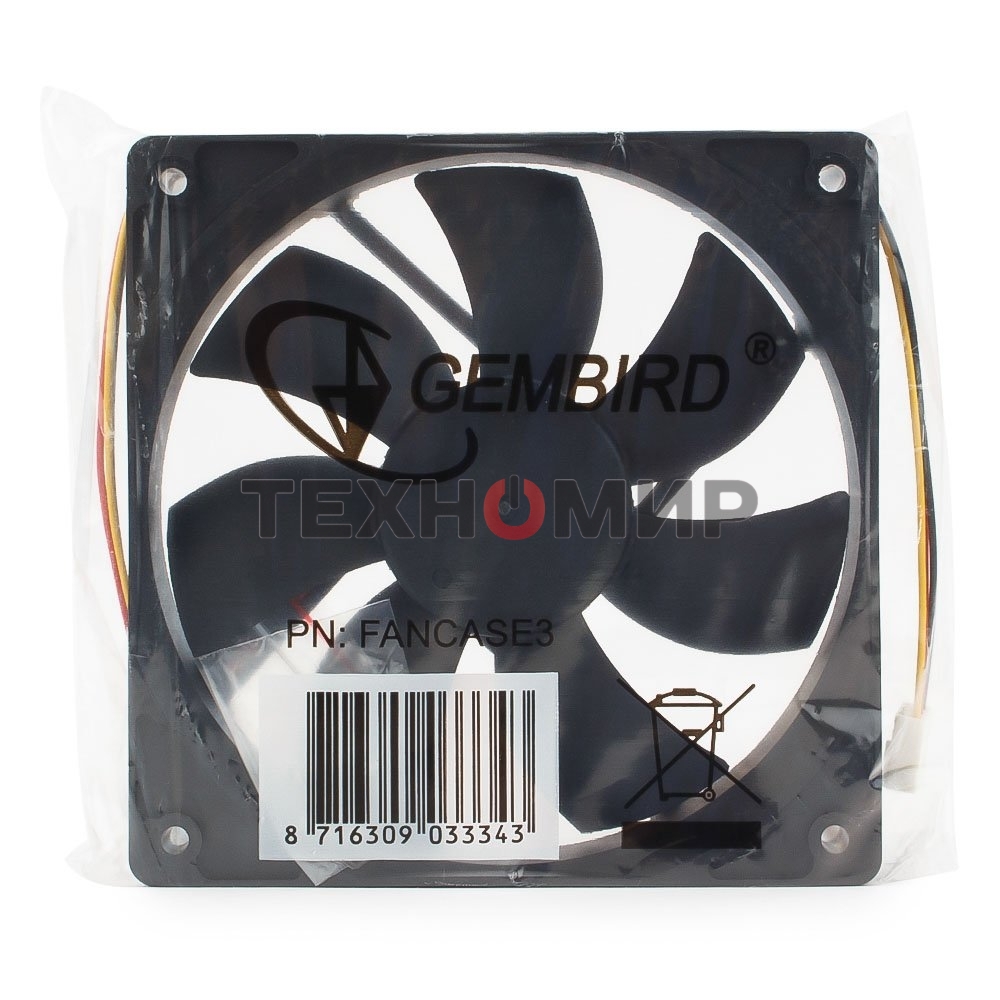 Вентилятор для корпуса Gembird черный, 120 мм, 2000 об/мин, 38 дБ, 3 pin