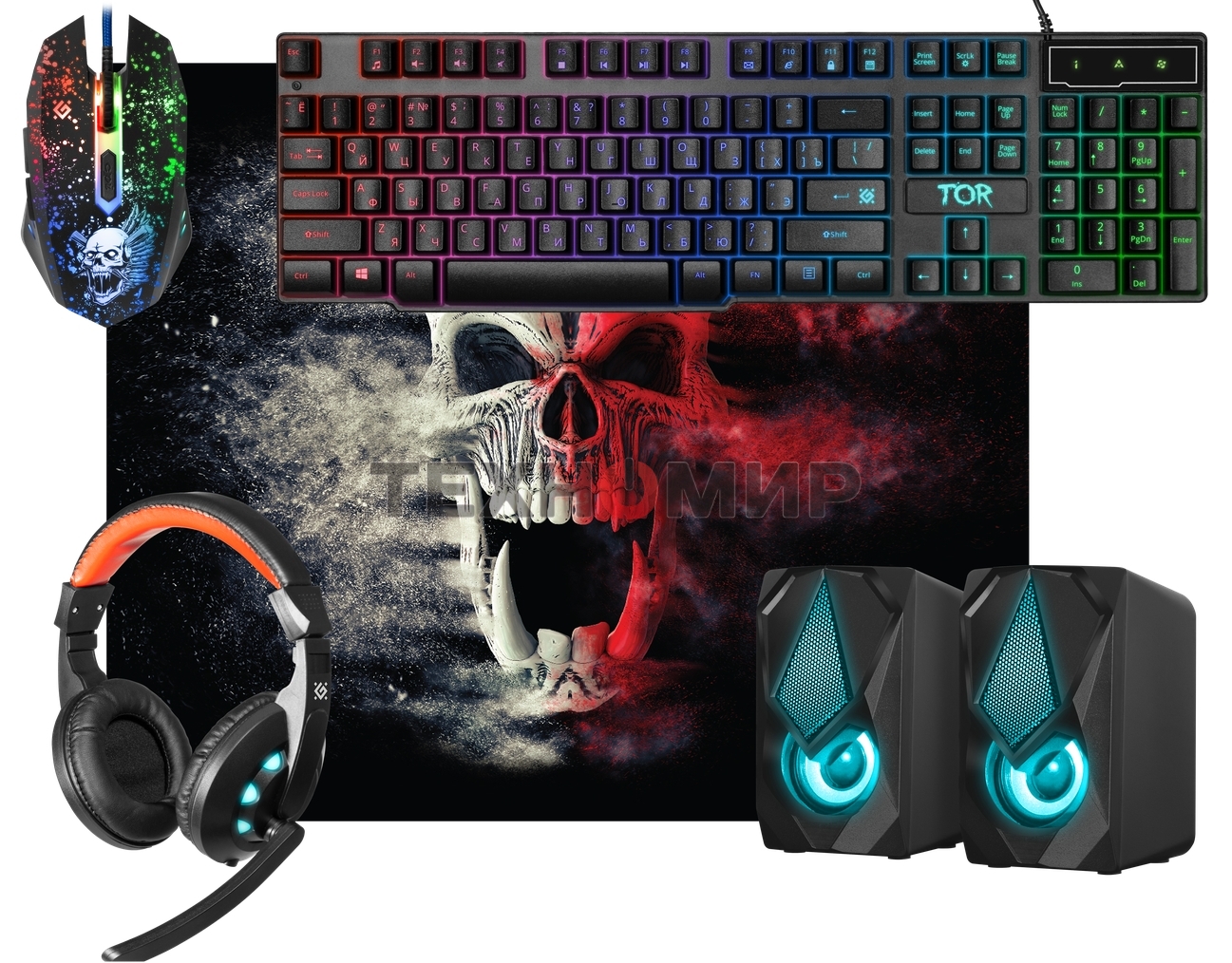 Комплект клавиатура+мышь Defender Tor MHP-127 проводной, USB, 3200 DPI, чёрный