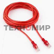 Патч-корд UTP Cablexpert cat.5e, 5м, литой, многожильный, красный