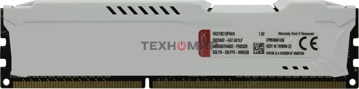 Модуль памяти Kingston DDR3 4Gb 1866MHz (PC3-15000) DIMM HyperX Fury White Series CL10
