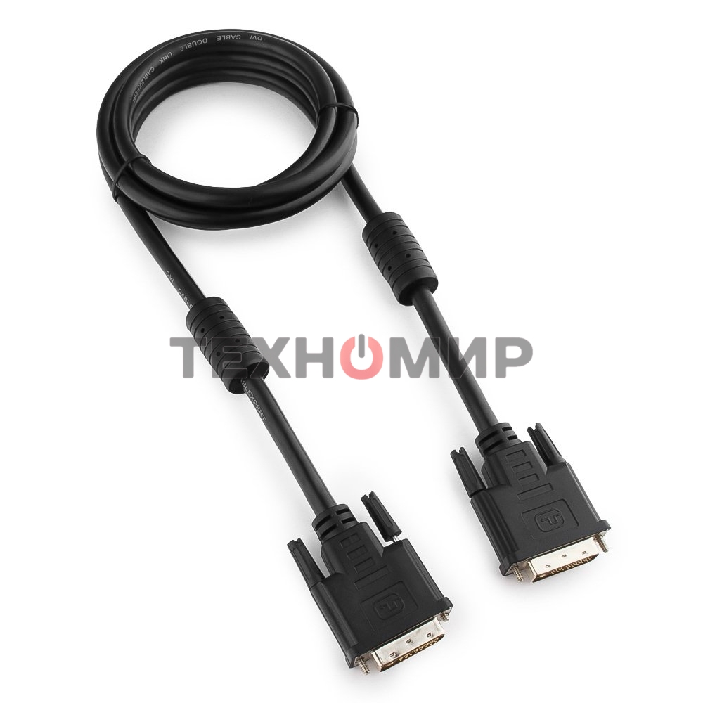 Кабель DVI-D dual link Gembird/Cablexpert, 25M/25M, 1.8м, черный, экран, феррит.кольца, пакет