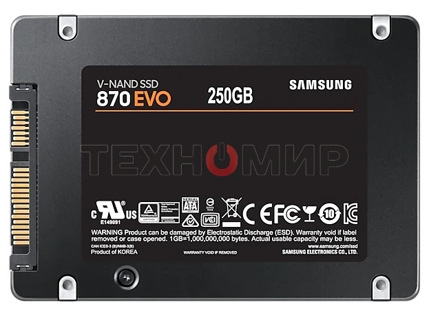 Накопитель SSD Samsung 870 EVO, 250Gb, SATA III, 2.5