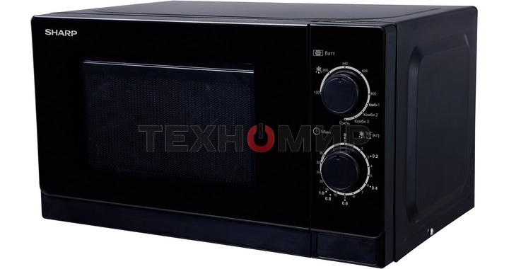 Микроволновая печь Sharp R-6000RK черный, 20 л, 800 Вт, переключатели - поворотный механизм