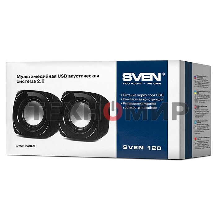Акустическая система Sven 120 2.0 черный 5Вт