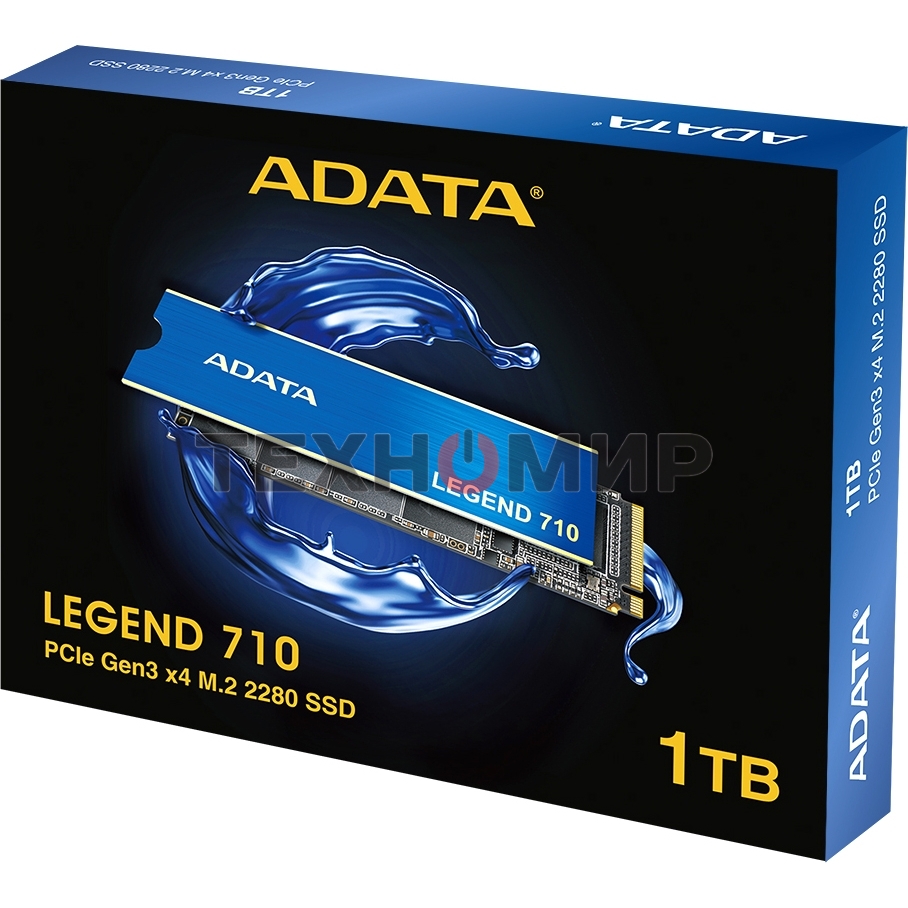 Накопитель SSD ADATA LEGEND 710, 1Tb, PCIe 3.0 x4, M.2 2280, NVMe, R/W 2400/1800, с радиатором