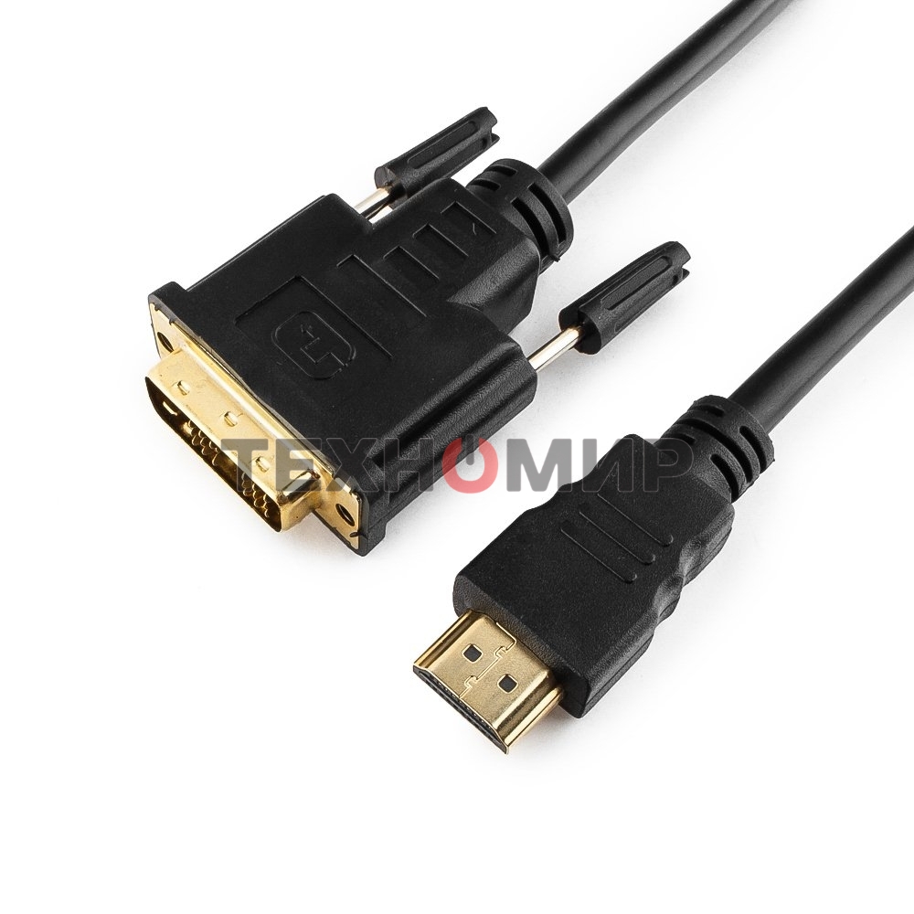 Кабель HDMI-DVI Cablexpert CC-HDMI-DVI-10MC, 19M/19M, single link, медь, позол.разъемы, экран, 10м, черный, пакет