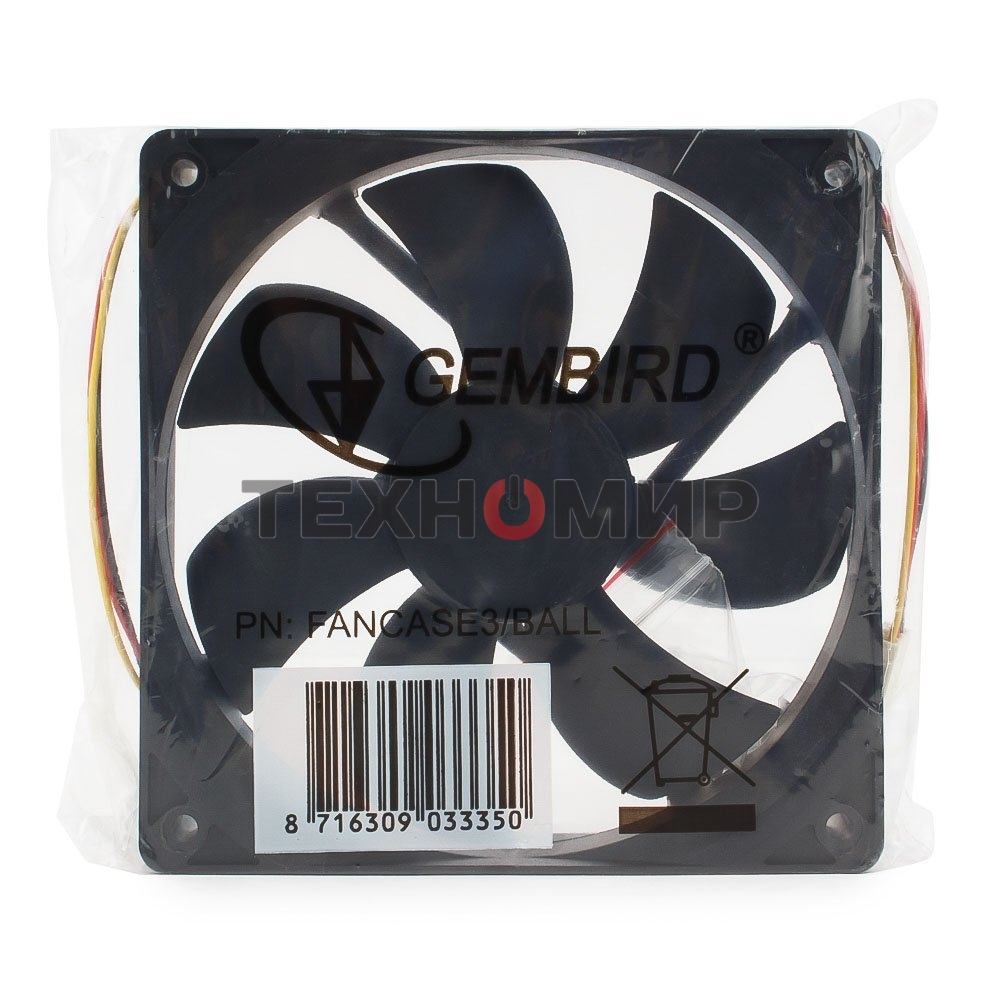 Вентилятор для корпуса Gembird черный, 120 мм, 2000 об/мин, 38 дБ, 3 pin