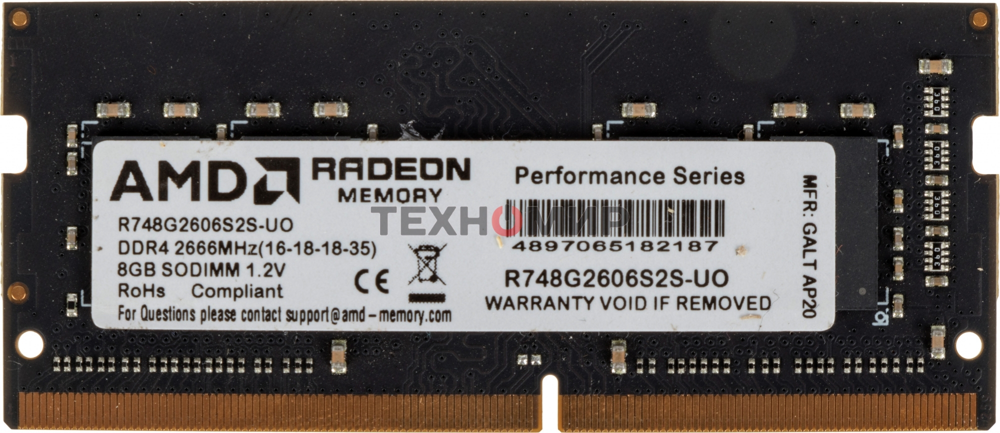 Оперативная память AMD Radeon R7, DDR4, 8GB (1x8GB), 2666MHz, CL16, SO-DIMM, OEM