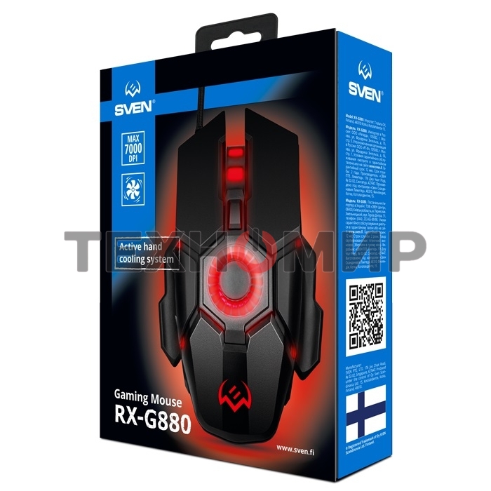 Мышь проводная SVEN RX-G880 черный, 7000 dpi, USB, кнопки - 7
