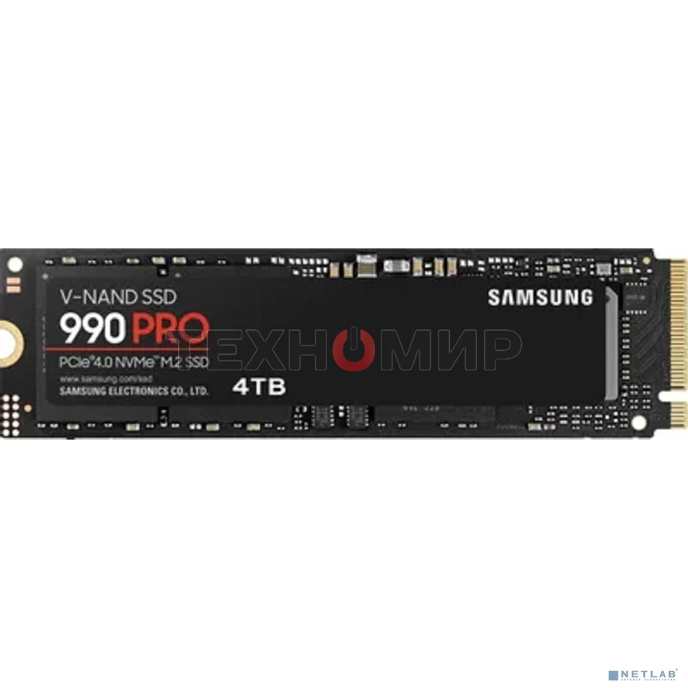 Накопитель SSD Samsung 990 PRO, 4Tb, PCIe 4.0 x4, M.2 2280, NVMe, R/W 7450/6900