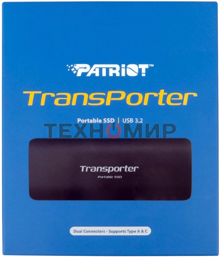 Внешний SSD Patriot Transporter, 4TB, USB 3.2 Gen 2 Type-A/Type-C, R/W 1000/1000, черный