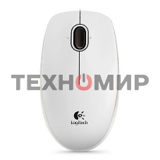 Мышь проводная Logitech B100 белый, 1000 dpi, USB, кнопки - 3