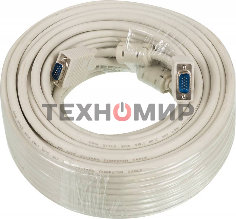 Кабель SVGA Ningbo CAB016S-30m VGA HD15 (m)/VGA HD15 (m) 30м феррит.кольца