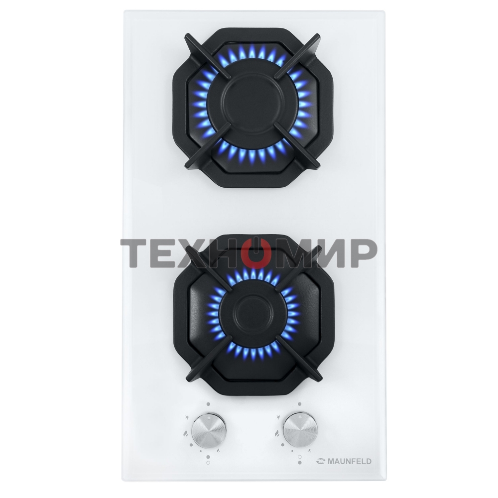 Газовая варочная панель Maunfeld EGHG.32.2CW/G, 2 конфорки, закаленное стекло, белый