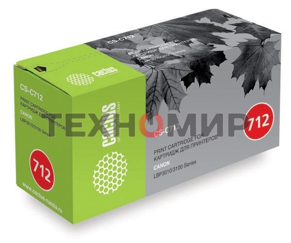 Картридж лазерный Cactus CS-C712S черный (1500 стр.) для Canon LBP-3010/LBP-3100