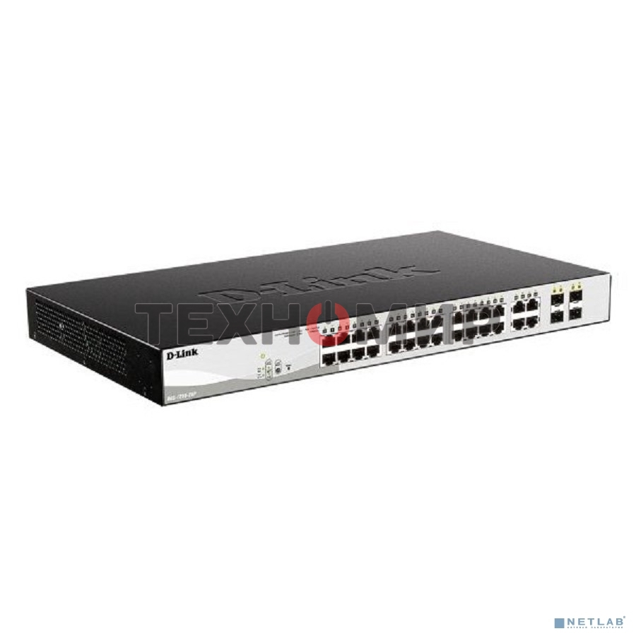 Коммутатор DGS-1210-28P/F5A Настраиваемый L2 PoE-коммутатор, 24x1000Base-T, 4хCombo 1000Base-T/SFP
