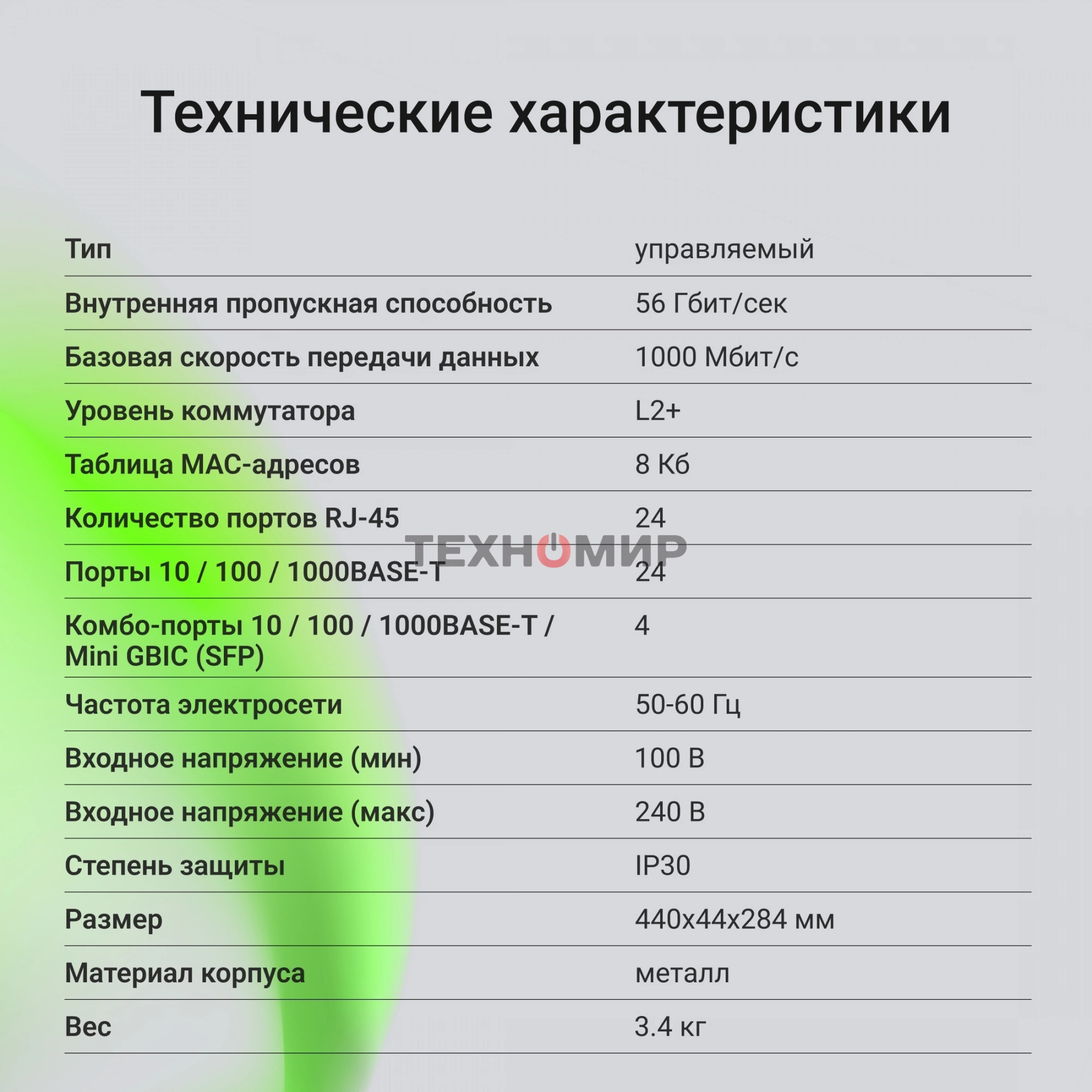Коммутатор Digma DSW724G-4C-R (L2+) 24x1 Гбит/с 4xКомбо(1000BASE-T/SFP) управляемый
