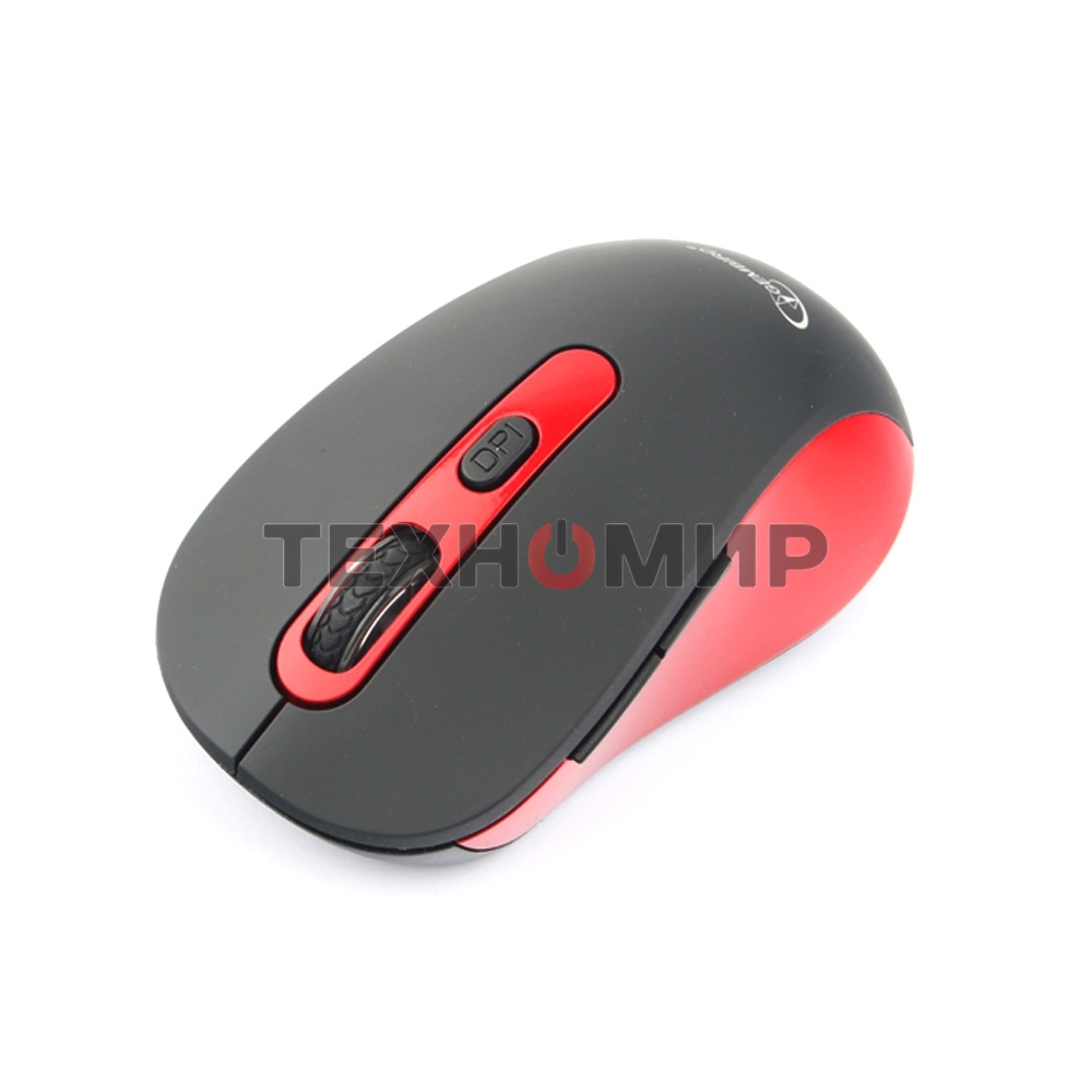 Мышь беспроводная Gembird MUSW-221-R черный/красный, 1600 dpi, радиоканал, USB, кнопки - 6