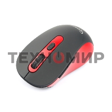 Мышь беспроводная Gembird MUSW-221-R черный/красный, 1600 dpi, радиоканал, USB, кнопки - 6