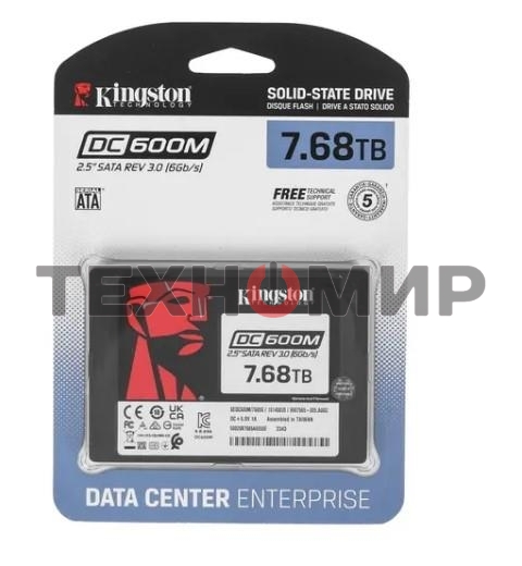 Накопитель SSD Kingston DC600M, 7680 Gb, SATA III, R/W 560/530 МБ/с
