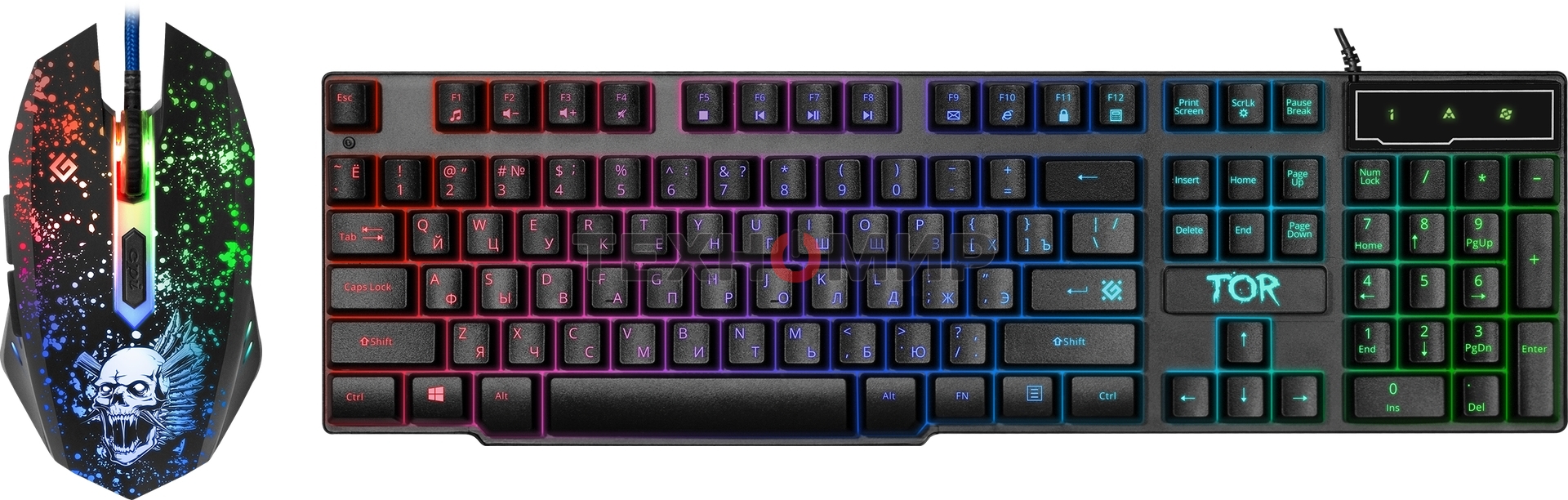 Комплект клавиатура+мышь Defender Tor MHP-127 проводной, USB, 3200 DPI, чёрный