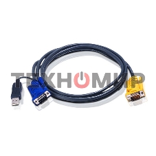 Шнур ATEN, мон+клав+мышь USB, SPHD15=>HD DB15+USB A-Тип, Male-2xMale, 8+4 проводов, опрессованный, 3 м., черный, (с поддержкой KVM PS/2) (2L-5203UP)