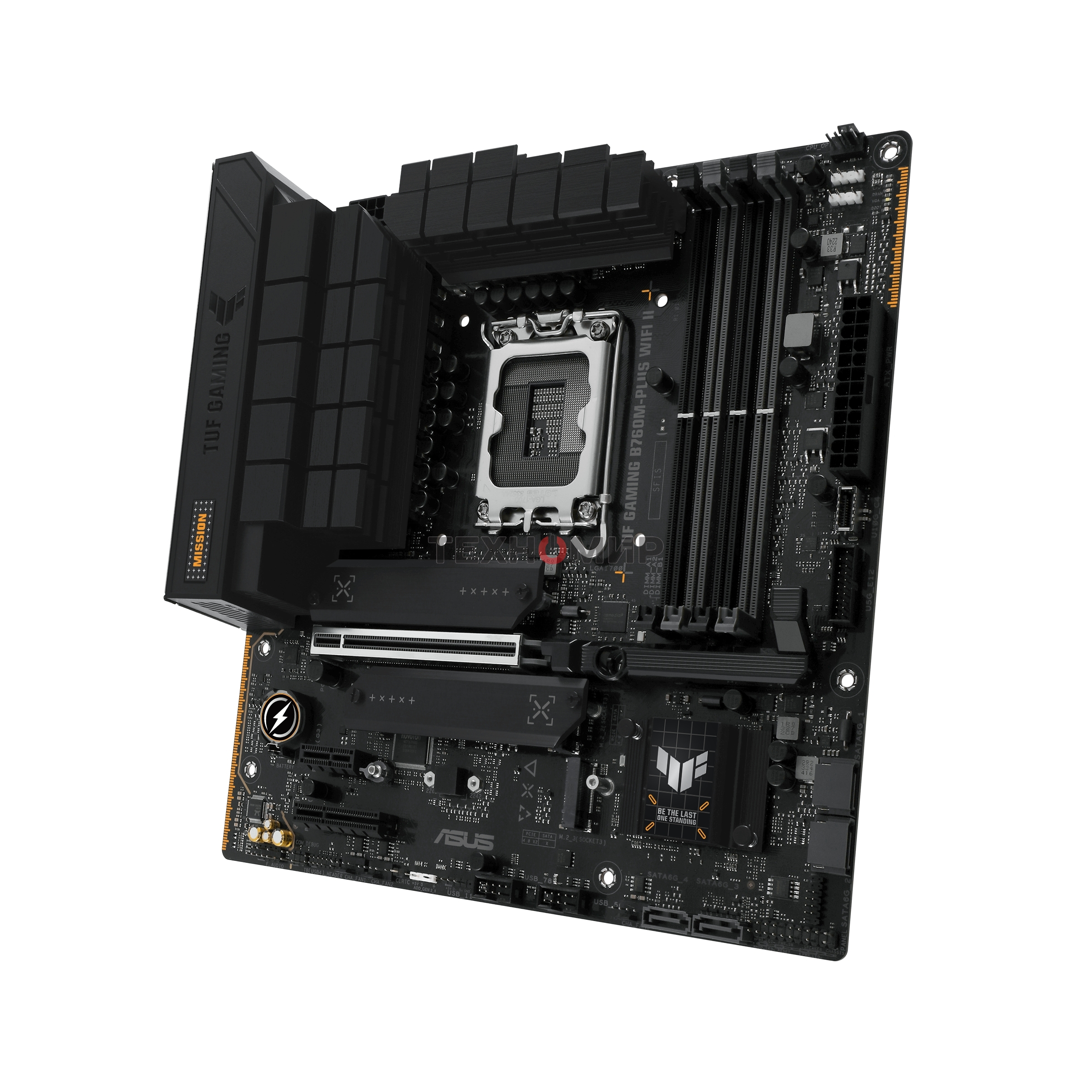 Материнская плата ASUS TUF GAMING B760M-PLUS WIFI II, LGA 1700, Intel B760, 4xDDR5, 4xSATA, 3xM.2, 1xPCIe 5.0 x16, 1xPCIe x4, 1xUSB-A 3.2 Gen 2, 2xUSB-A 3.2 Gen 1, 4xUSB 2.0, 1xUSB-C 3.2 Gen 2x2, 1x2.5Gb LAN, 5x3.5 мм, 7.1, Wi-Fi 6E, Bluetooth 5.3, mATX