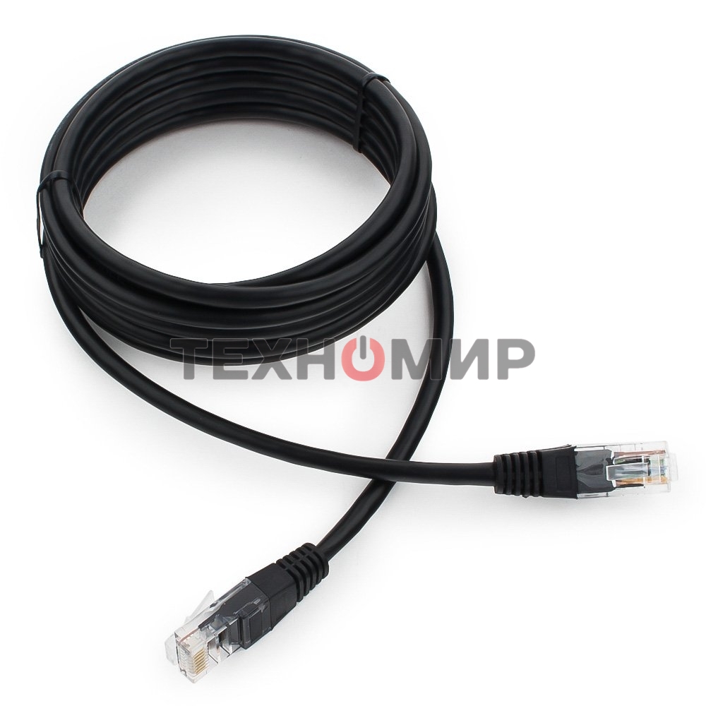 Патч-корд UTP Cablexpert PP12-3M/BK 5e, 3м, литой, многожильный, черный