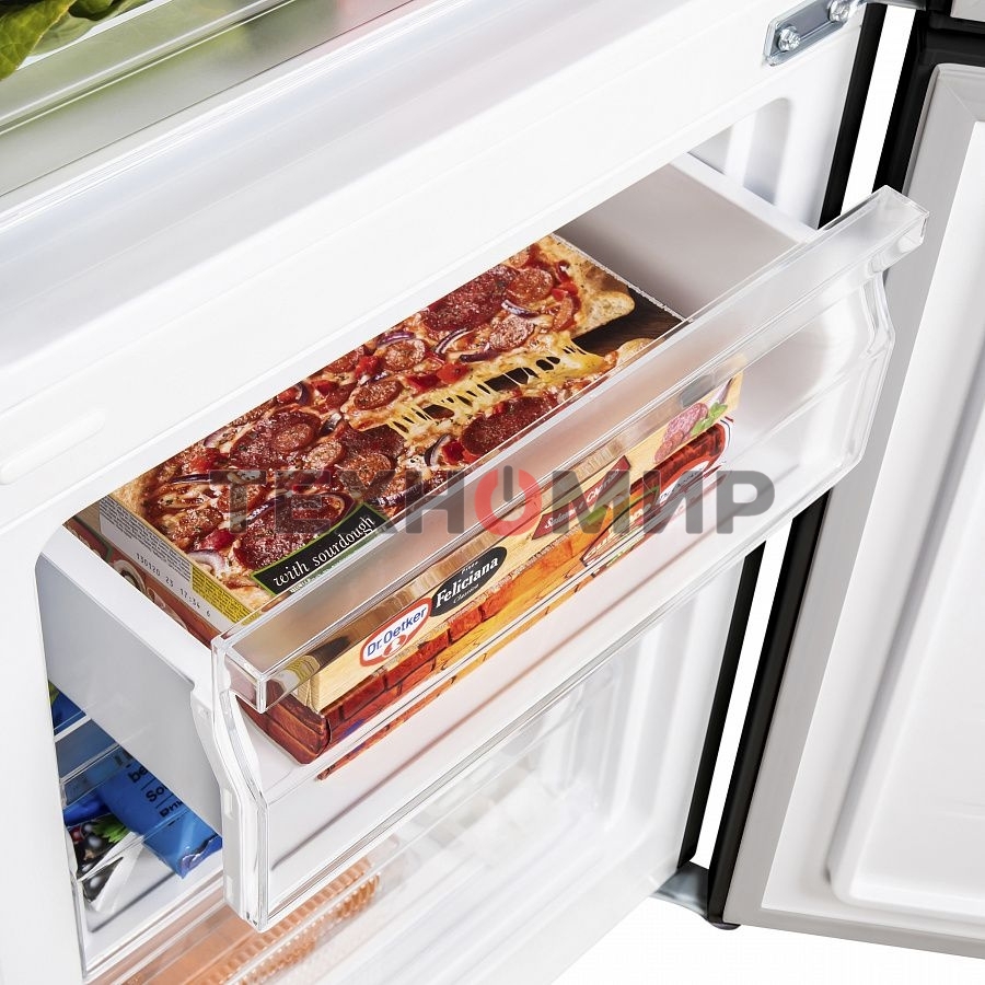 Холодильник Maunfeld MFF176SFSB черный двухкамерный 188/75л морозилка снизу, ручная разморозка